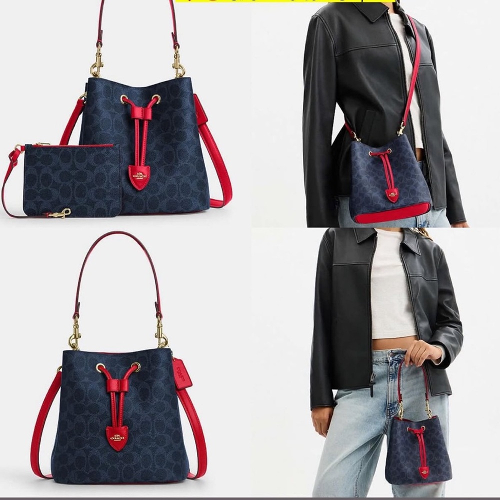 Coach Navy and Red Crossbody Bag